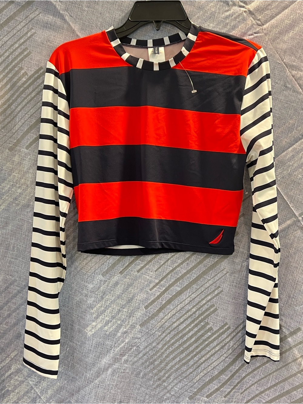 BNWOT Nautica Red & Navy Striped Crop Long Sleeve Top